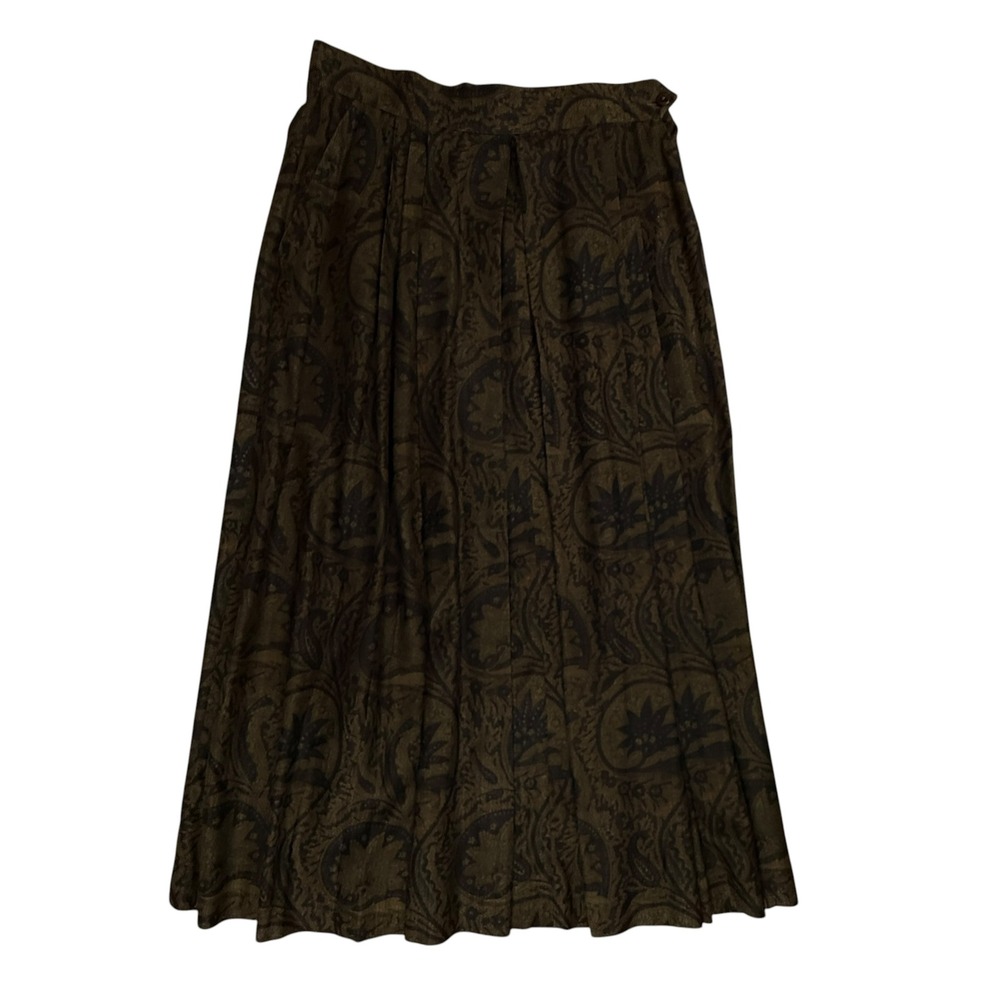 Martin Bayer Collection Skirt Women 12 Brown Paisley Vintage Pleated Pockets